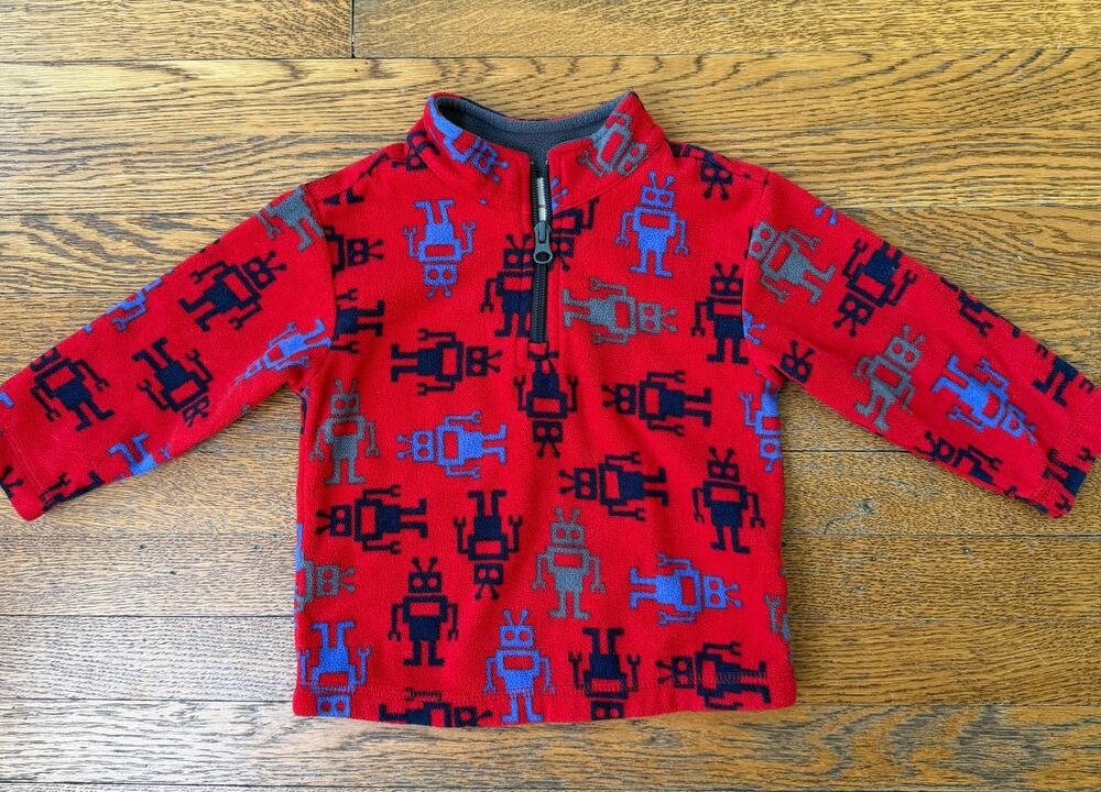 Hanna Andersson Boys' Robot Fleece 1/4 Zip Size 2